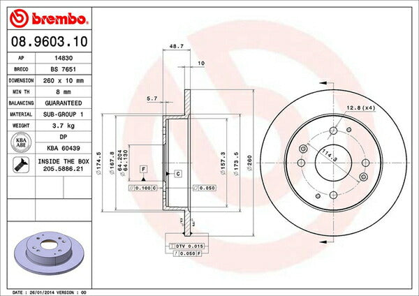 brembo BRAKE DISC ROVER 600シリーズ RHF18/RHF20/RHH23 1996〜1999 リア左右セット 08.9603.10