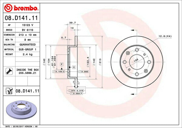 brembo BRAKE DISC ホンダ ビート PP1 1991/05〜 フロント左右セット 08.D141.11