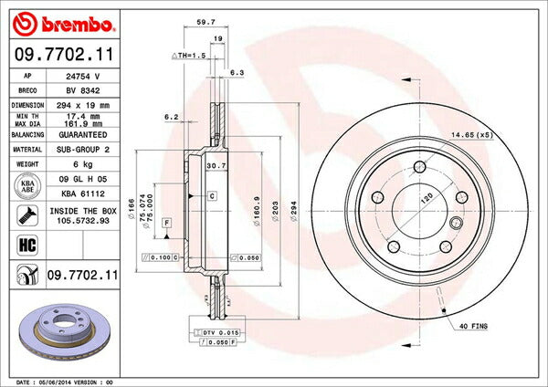 brembo BRAKE DISC BMW 3シリーズ E46(セダン) AV25/AM28 1998/07〜2005/03 リア左右セット 09.7702.11