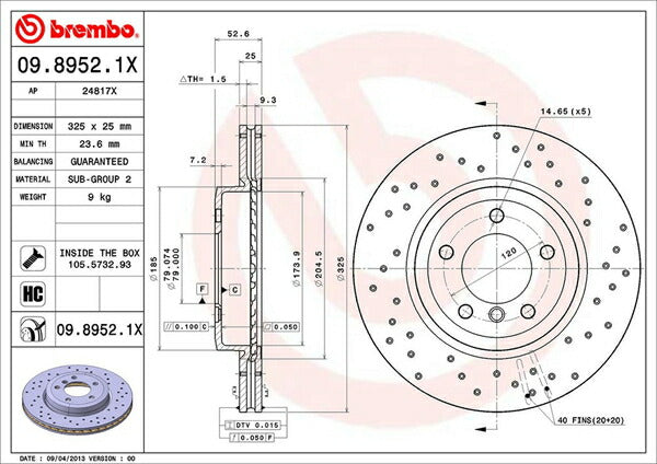 brembo XTRA BRAKE DISC BMW 3シリーズ E46(クーペ) AV30 2000/08〜 フロント左右セット 09.8952.1X