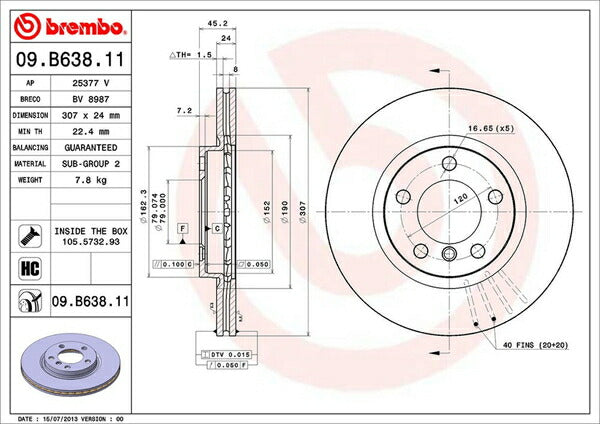 brembo BRAKE DISC MINI R60(クロスオーバー) ZC16/ZC16A 2011/01〜 フロント左右セット 09.B638.11