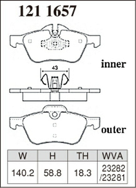 DIXCEL ブレーキパッド RAタイプ MINI R50/R52/R53 RA16/RE16/RF16/RH16 2002〜 フロント左右セット 1211657