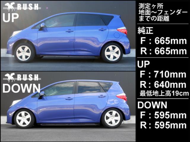 RUSH COMFORT CLASS ラクティス NSP120 NCP120 H22〜H28 車高調キット 1台分セット
