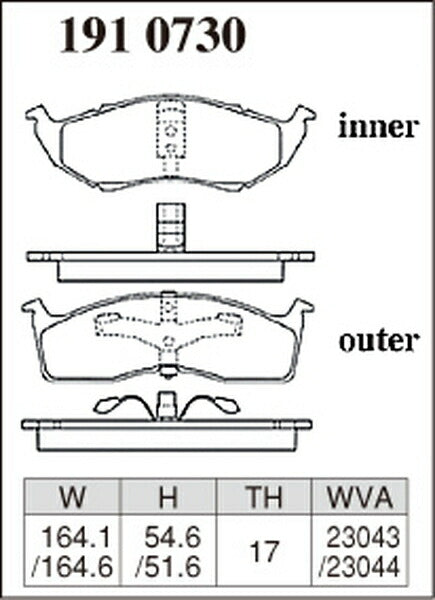 DIXCEL ブレーキパッド Pタイプ CHRYSLER 300M LR35 2000〜2004 フロント左右セット 1910730
