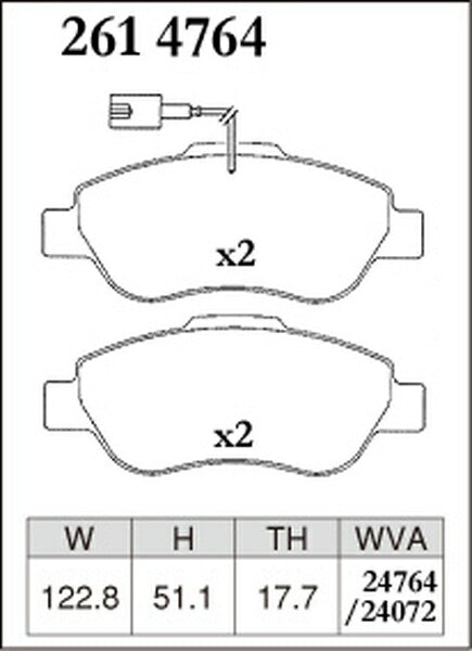 DIXCEL ブレーキパッド Xタイプ FIAT 500/500C/500S(チンクエチェント) 31212 2013/07〜2015/12 フロント左右セット 2614764