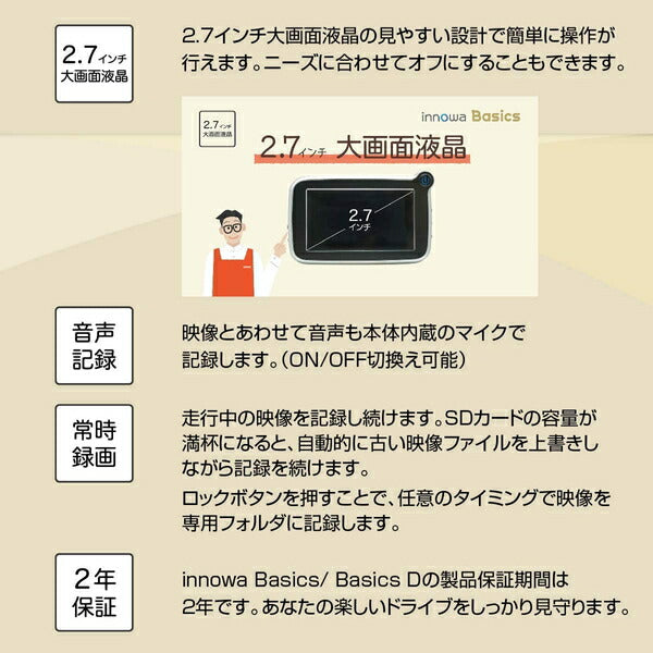 innowa Basics 前後カメラ シガーモデル 汎用品 BS001