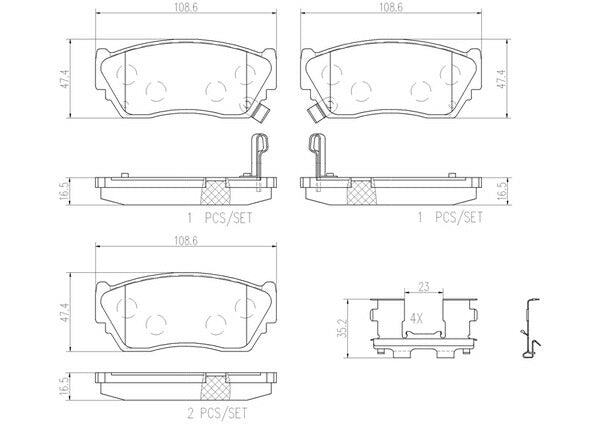 brembo CERAMIC PAD ニッサン プレセア R10 1990/06〜1995/01 フロント左右セット P56 027N