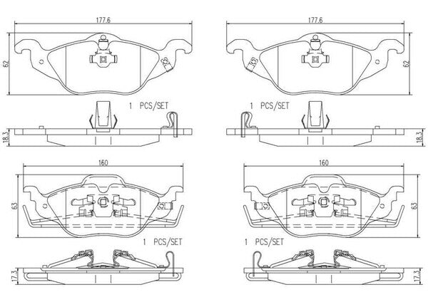 brembo CERAMIC PAD OPEL アストラ XK160/XK161 2001/09〜2004 フロント左右セット P59 030N