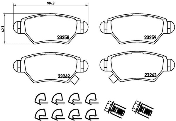 brembo BLACK PAD OPEL アストラ XK160/XK161 1999〜2001/09 リア左右セット P59 031