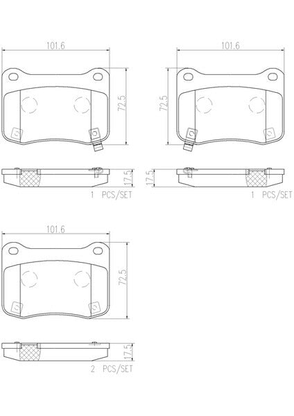 brembo CERAMIC PAD レクサス IS F USE20 2007/12〜 リア左右セット P83 134N