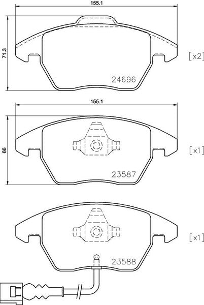 brembo BLACK PAD AUDI TT 8JCDA 2012/01〜2015/08 フロント左右セット P85 146