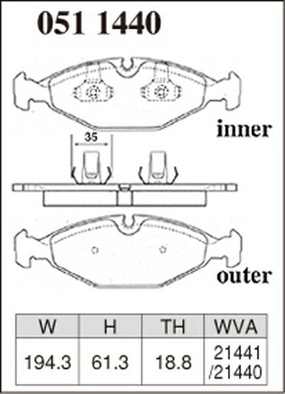 DIXCEL ブレーキパッド Mタイプ JAGUAR XJ12(XJ40) JLS 1993/10〜1994/09 フロント左右セット 0511440