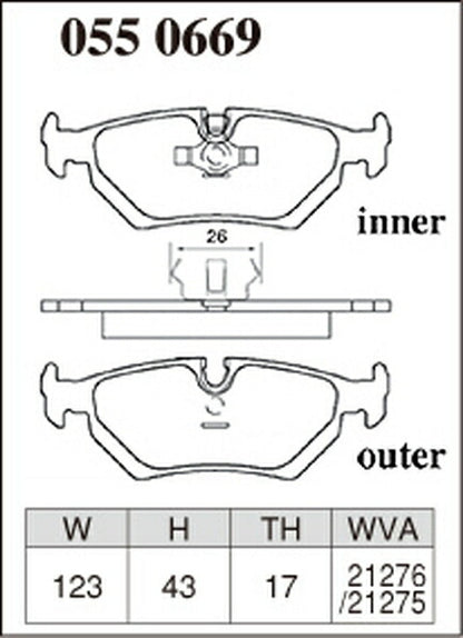 DIXCEL ブレーキパッド Zタイプ JAGUAR XJS JDD/JED 1991/09〜1993/09 リア左右セット 0550669