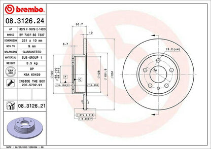 brembo BRAKE DISC ALFA ROMEO 147 937BXB 2004/03〜 リア左右セット 08.3126.21