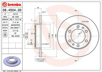 brembo BRAKE DISC トヨタ ランドクルーザー/ランドクルーザーシグナス LJ71G 1985/10〜1990/01 フロント左右セット 08.4504.20