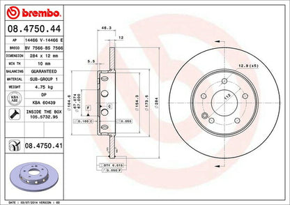 brembo BRAKE DISC MERCEDES BENZ Cクラス W202(セダン) 202125 1993〜2000 フロント左右セット 08.4750.41