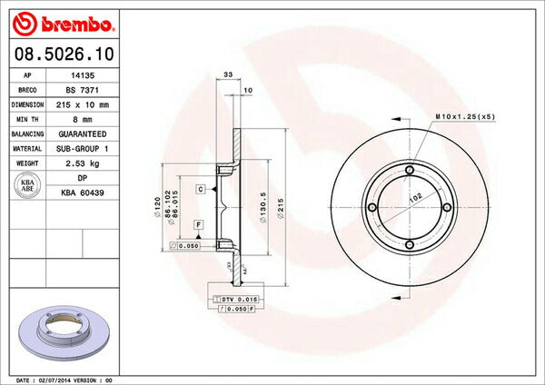 brembo BRAKE DISC スズキ セルボモード CN21S 1990/07〜1991/09 フロント左右セット 08.5026.10
