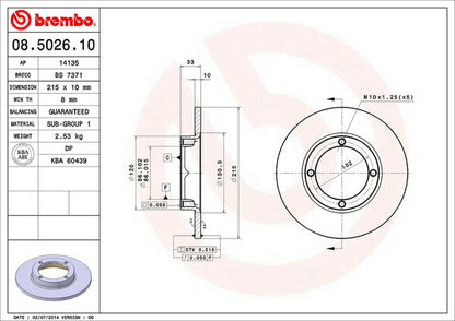brembo BRAKE DISC マツダ スクラム DG51V/DH51V 1990/02〜1991/08 フロント左右セット 08.5026.10