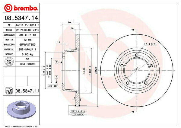 brembo BRAKE DISC LAND ROVER ディフェンダー 110/130 LD25 1987〜 フロント左右セット 08.5347.11