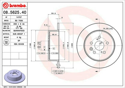 brembo BRAKE DISC トヨタ セリカ ST203 1995/08〜1999/08 リア左右セット 08.5625.40