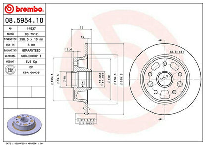 brembo BRAKE DISC マツダ ユーノス300 MA8PE/MAEPE 1989/10〜1992/04 リア左右セット 08.5954.10
