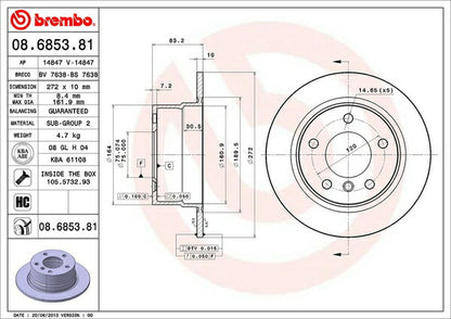 brembo BRAKE DISC BMW Z3 E40 CL20/CN22 1996/07〜2003 リア左右セット 08.6853.81