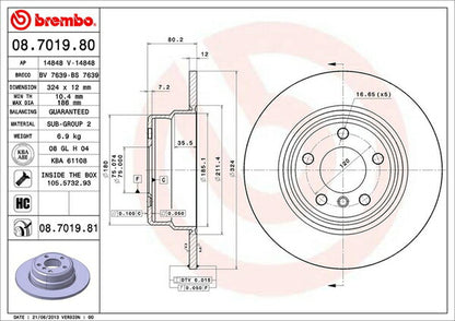 brembo BRAKE DISC BMW X5 E53 FB44 2000/12〜2003/10 リア左右セット 08.7019.80