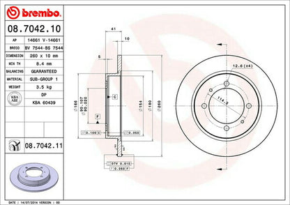 brembo BRAKE DISC VOLVO S40 4B4184/4B4194/4B4204 1997/09〜2004 リア左右セット 08.7042.11