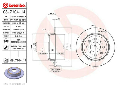 brembo BRAKE DISC ホンダ ビート PP1 1991/05〜 リア左右セット 08.7104.11