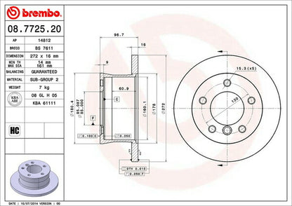 brembo BRAKE DISC MERCEDES BENZ Gクラス G463/W463 463209 1995/01〜 リア左右セット 08.7725.20