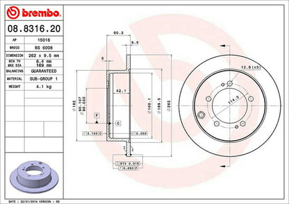 brembo BRAKE DISC ミツビシ パジェロイオ H76W 1998/06〜2006/01 リア左右セット 08.8316.20