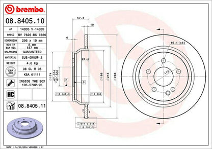 brembo BRAKE DISC MERCEDES BENZ Vクラス W639 639350/639350C/639350A/639350T 2007/11〜 リア左右セット 08.8405.10