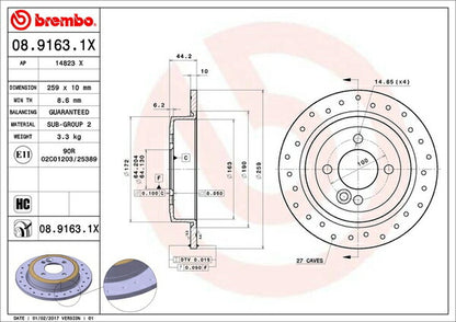 brembo XTRA BRAKE DISC MINI R55(クラブマン) ZG16 2010/10〜2015/11 リア左右セット 08.9163.1X