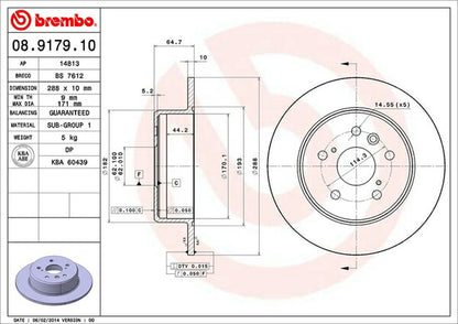 brembo BRAKE DISC トヨタ セプター VCV15/VCV15W 1992/07〜1994/08 リア左右セット 08.9179.10