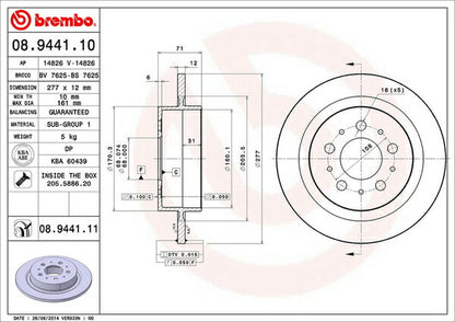 brembo BRAKE DISC VOLVO S90 9B6304/9B6304E 1997〜1998 リア左右セット 08.9441.11