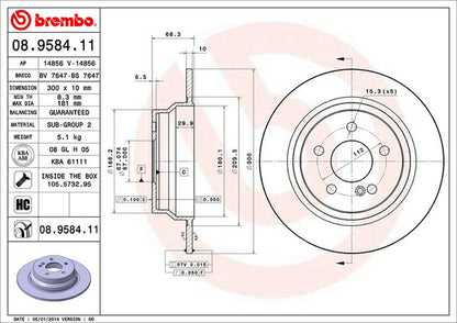 brembo BRAKE DISC MERCEDES BENZ Eクラス W212(セダン) 212047C 2009/05〜2013/05 リア左右セット 08.9584.11