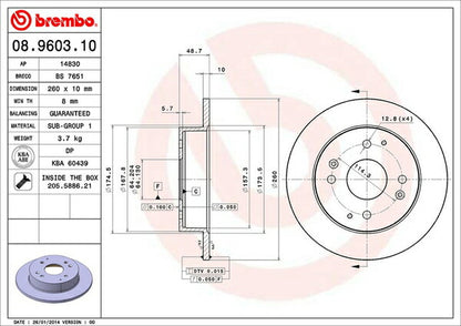 brembo BRAKE DISC ROVER 600シリーズ RHF18/RHF20/RHH23 1996〜1999 リア左右セット 08.9603.10
