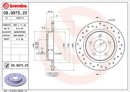 brembo XTRA BRAKE DISC マツダ アクセラ/アクセラスポーツ BL3FW 2009/06〜2013/10 リア左右セット 08.9975.2X