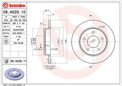 brembo BRAKE DISC ニッサン ラフェスタハイウェイスター CWEFWN/CWFFWN 2011/06〜 リア左右セット 08.A029.10