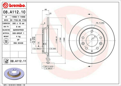 brembo BRAKE DISC マツダ アテンザスポーツ GG3S 2002/05〜2005/05 リア左右セット 08.A112.11