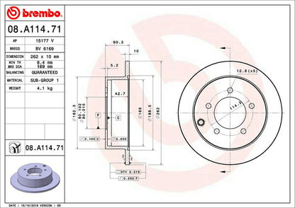brembo BRAKE DISC ミツビシ ギャランフォルティス CY4A 2007/08〜2009/11 リア左右セット 08.A114.71