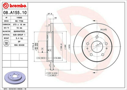 brembo BRAKE DISC トヨタ キャミ J100E/J102E/J122E 1999/05〜2005/12 フロント左右セット 08.A155.10