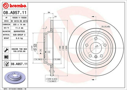 brembo BRAKE DISC MERCEDES BENZ Mクラス/GLE W166 166024 2015/10〜2019/06 リア左右セット 08.A957.11