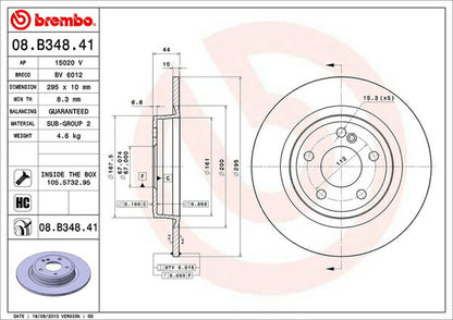 brembo BRAKE DISC MERCEDES BENZ GLAクラス X156 156942 2014/05〜 リア左右セット 08.B348.41