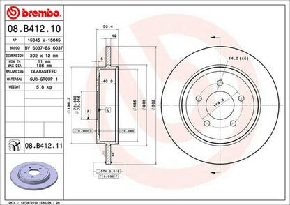 brembo BRAKE DISC FORD エスケープ LFAAJ 2006/06〜 リア左右セット 08.B412.11