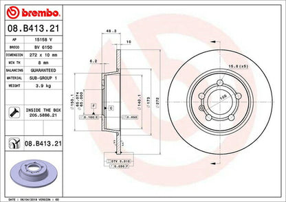 brembo BRAKE DISC AUDI S1 8XCWZF 2015/11〜 リア左右セット 08.B413.21
