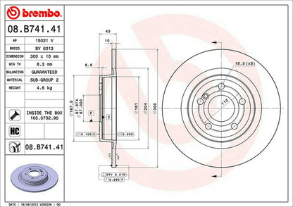 brembo BRAKE DISC MERCEDES BENZ SLK R172 172448 2011/05〜 リア左右セット 08.B741.41