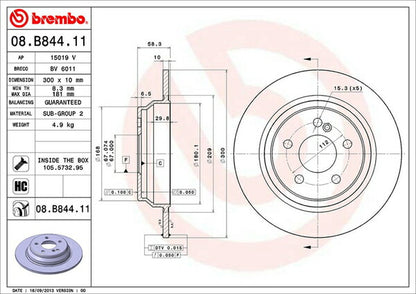 brembo BRAKE DISC MERCEDES BENZ SL R230 230467 2001/10〜2006/10 リア左右セット 08.B844.11