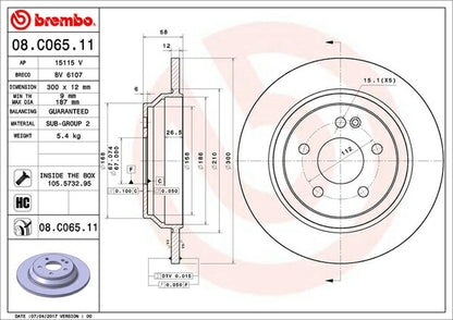 brembo BRAKE DISC MERCEDES BENZ W447 447813 2018/10〜 リア左右セット 08.C065.11