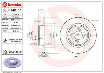 brembo BRAKE DISC ホンダ S660 JW5 2015/04〜 リア左右セット 08.D140.11